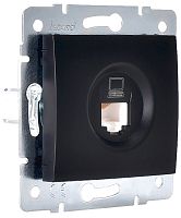 Розетка компьютерная без рамки Lezard Karina 1-м. RJ45 5e черный бархат картинка